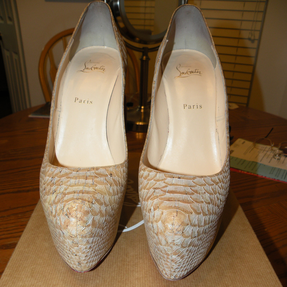 Christian Louboutin Daffodile Snake-Print Cork